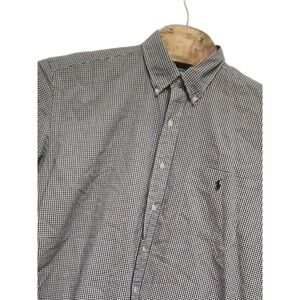 Ralph Lauren Golf Shirt Mens Check Button Down Short Sleeve Shirt Large